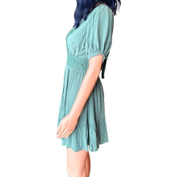 NWT Sadie & Sage Hope Green Tie Back Mini Dress - Picture 4 of 6